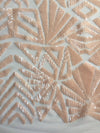 Gia LIGHT PEACH Geometric Sequins on Mesh Lace Fabric by the Yard - 10101
