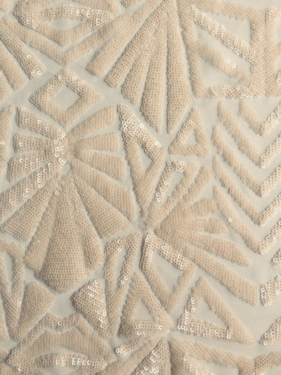 Gia LIGHT BLUSH PEACH Geometric Sequins on Mesh Lace Fabric by the Yard - 10101