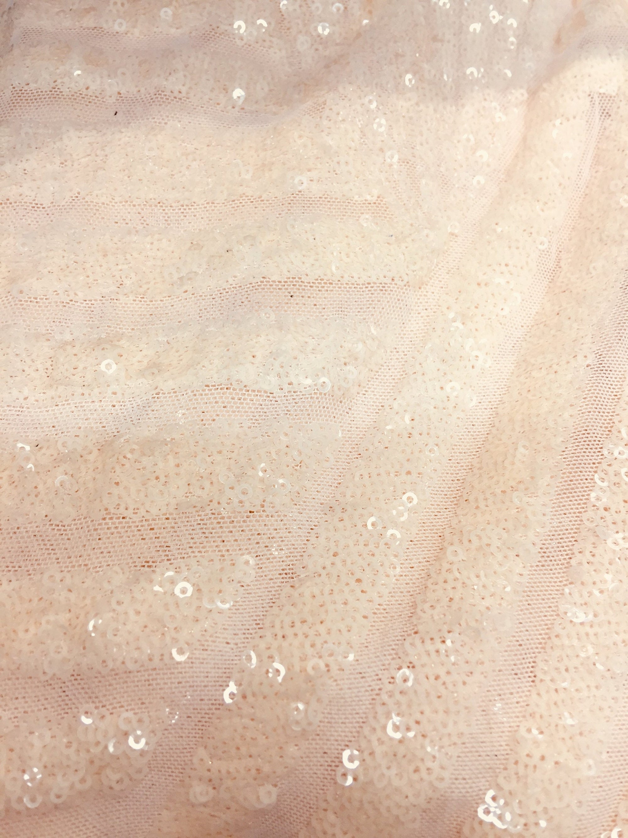 Thea BLUSH PEACH Geometric Sequins Diamond & Stripes on Mesh Lace Fabric by the Yard - 10026