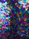 Leila RAINBOW Sequins on BLACK Mesh Fabric by the Yard - 10050
