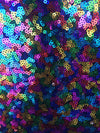 Leila RAINBOW Sequins on BLACK Mesh Fabric by the Yard - 10050