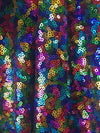 Leila RAINBOW Sequins on BLACK Mesh Fabric by the Yard - 10050