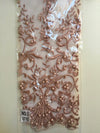 Daphne DUSTY ROSE Faux Pearls Beaded Flowers and Vines Lace Embroidery on Mesh Fabric by the Yard - 10103