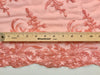 Callie CORAL Polyester Floral Corsage Embroidery on Mesh Lace Fabric by the Yard - 10025