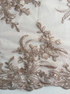 Callie LIGHT TAUPE Polyester Floral Corsage Embroidery on Mesh Lace Fabric by the Yard - 10025