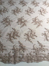 Callie LIGHT TAUPE Polyester Floral Corsage Embroidery on Mesh Lace Fabric by the Yard - 10025