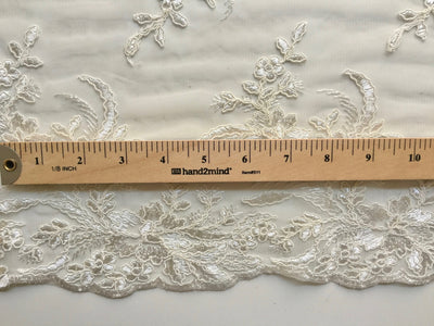 Callie IVORY Polyester Floral Corsage Embroidery on Mesh Lace Fabric by the Yard - 10025