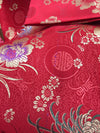 Kate RED Floral Brocade Chinese Satin Fabric by the Yard - 10037
