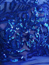 Phoebe ROYAL BLUE Sequins on Mesh Lace Fabric by the Yard - 10062