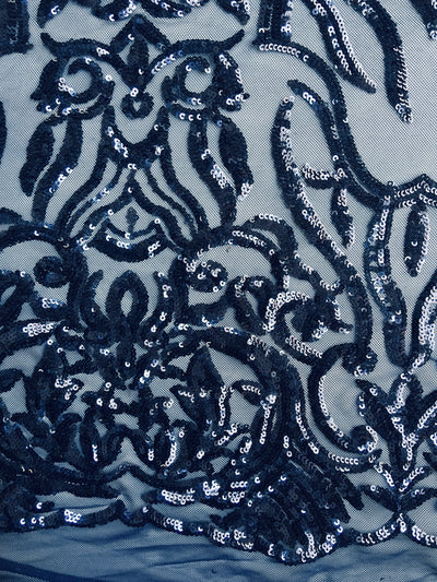 Phoebe NAVY BLUE Sequins on Mesh Lace Fabric by the Yard - 10062
