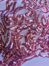 Phoebe PINK Sequins on Mesh Lace Fabric by the Yard - 10062