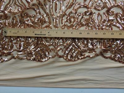 Phoebe DARK KHAKI Sequins on Mesh Lace Fabric by the Yard - 10062