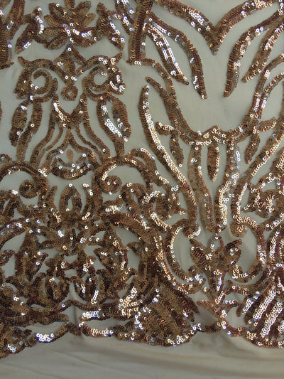Phoebe DARK KHAKI Sequins on Mesh Lace Fabric by the Yard - 10062