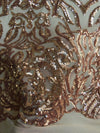 Phoebe DARK KHAKI Sequins on Mesh Lace Fabric by the Yard - 10062