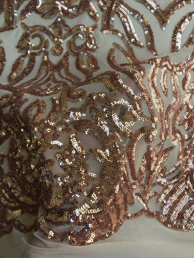 Phoebe DARK KHAKI Sequins on Mesh Lace Fabric by the Yard - 10062
