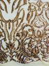 Phoebe GOLD Sequins on Mesh Lace Fabric by the Yard - 10062