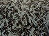 Erin BLACK Flowers and Leaves Sequins on Mesh Lace Fabric by the Yard - 10063