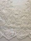Diana IVORY Polyester Corded Floral Embroidery on Mesh Lace Fabric by the Yard - 10064