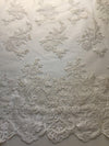 Diana IVORY Polyester Corded Floral Embroidery on Mesh Lace Fabric by the Yard - 10064