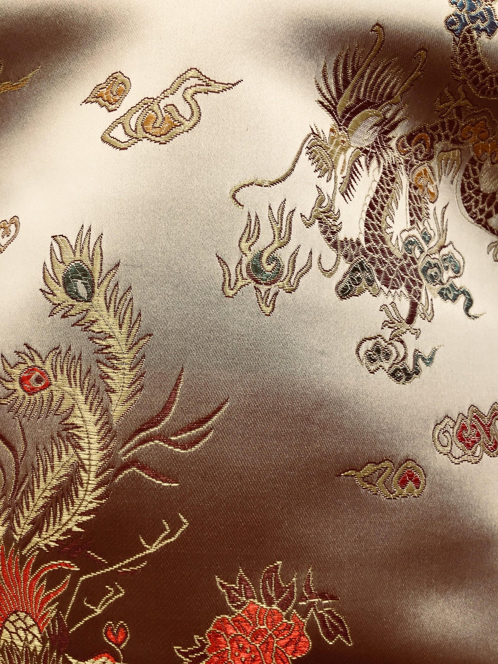 Hope GOLD Dragon Brocade Chinese Satin Fabric by the Yard - 10040