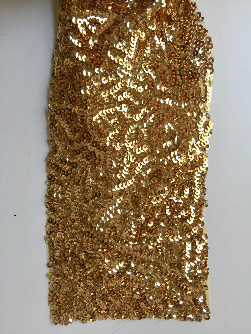 Bianca GOLD Allover Sequins on Mesh Fabric by the Yard - 10104
