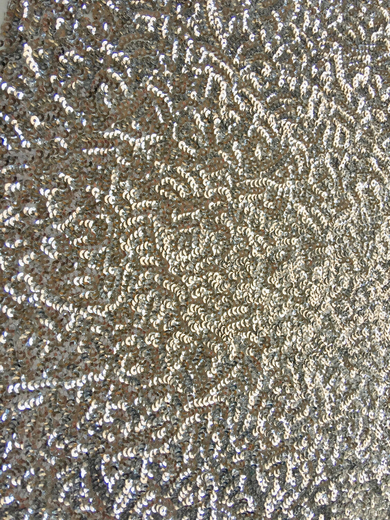 Bianca SILVER Allover Sequins on Mesh Fabric by the Yard - 10104