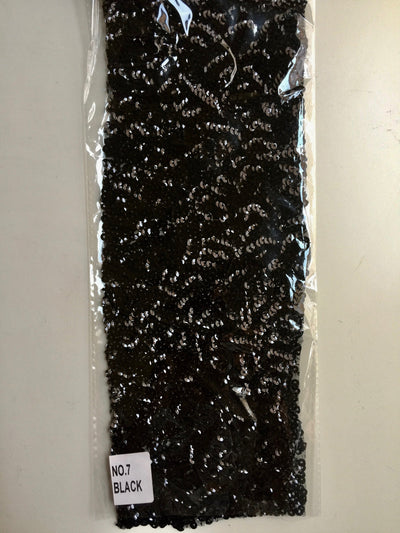 Bianca BLACK Allover Sequins on Mesh Fabric by the Yard - 10104