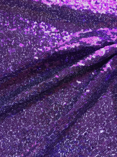 Leila PURPLE Sequins on Mesh Fabric by the Yard - 10050