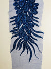 Gracie ROYAL BLUE Vegas Peacock Beaded Sequins Embroidered on Mesh Lace Fabric by Panel - 10012