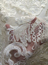 Vivian IVORY Polyester Embroidery with Sequins on Mesh Lace Fabric by the Yard for Gown, Wedding, Bridesmaid, Prom - 10003