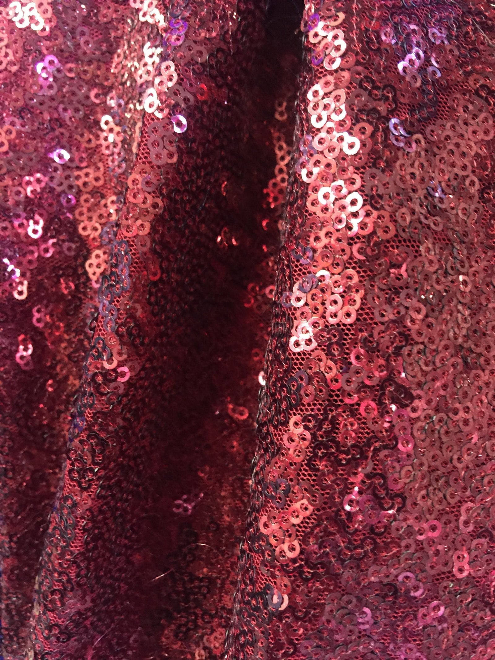 Leila BURGUNDY Sequins on Mesh Fabric by the Yard - 10050