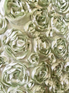 Paige SAGE 3D Floral Polyester Satin Rosette Fabric by the Yard - 10028