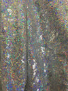 Leila SILVER IRIDESCENT Sequins on Mesh Fabric by the Yard - 10050