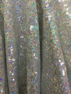 Leila SILVER IRIDESCENT Sequins on Mesh Fabric by the Yard - 10050
