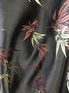 Alondra BLACK Leaves Brocade Chinese Satin Fabric by the Yard - 10095