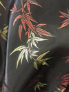 Alondra BLACK Leaves Brocade Chinese Satin Fabric by the Yard - 10095