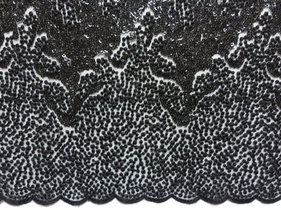 Joanna BLACK Maze Sequins Embroidered Dots on Mesh Lace Fabric by the Yard - 10074