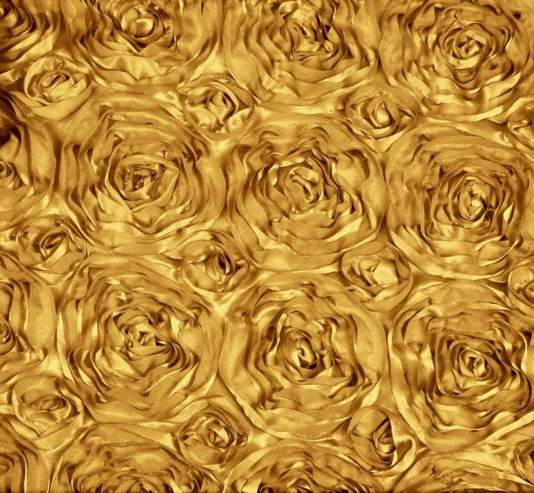 Paige BRIGHT GOLD 3D Floral Polyester Satin Rosette Fabric by the Yard - 10028