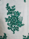 Brianna HUNTER GREEN Polyester Floral Embroidery with Sequins on Mesh Lace Fabric by the Yard - 10020