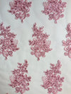 Brianna PINK Polyester Floral Embroidery with Sequins on Mesh Lace Fabric by the Yard - 10020