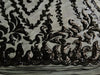 Miranda BLACK Vines and Leaves Sequins on BLACK Mesh Lace Fabric by the Yard - 10061