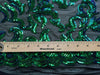 Miranda Iridescent GREEN BLUE Mermaid Vines and Leaves Sequins on BLACK Mesh Lace Fabric by the Yard - 10061