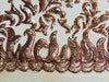 Miranda CHAMPAGNE Vines and Leaves Sequins on CHAMPAGNE Mesh Lace Fabric by the Yard - 10061