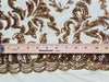 Miranda GOLD Vines and Leaves Sequins on YELLOW Mesh Lace Fabric by the Yard - 10061