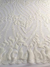 Miranda OFF WHITE Vines and Leaves Sequins on WHITE Mesh Lace Fabric by the Yard - 10061