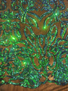 Phoebe IRIDESCENT GREEN BLUE Sequins on Mesh Lace Fabric by the Yard - 10062
