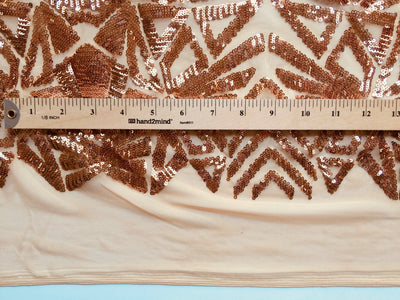 Gia GOLD Geometric Sequins on Mesh Lace Fabric by the Yard - 10101
