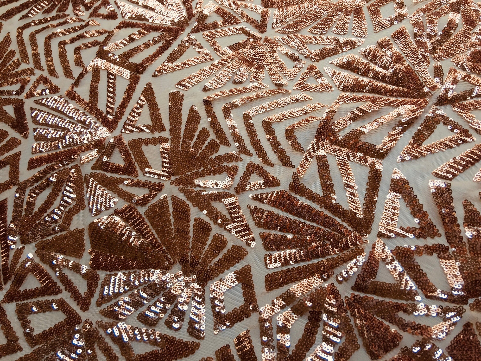 Gia GOLD Geometric Sequins on Mesh Lace Fabric by the Yard - 10101