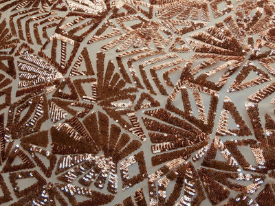 Gia GOLD Geometric Sequins on Mesh Lace Fabric by the Yard - 10101