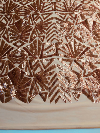 Gia GOLD Geometric Sequins on Mesh Lace Fabric by the Yard - 10101
